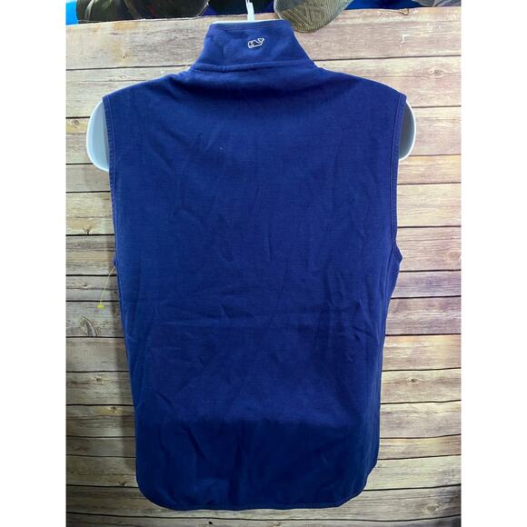 Vineyard Vines Vest Size M Blue Sleeveless Whale Logo Zip Front Performance - Picture 2 of 9
